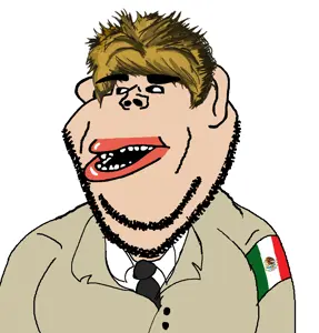 impish soyak ears, impish amerimutt, amerimutt, blonde hair, clothes, hair, necktie, open mouth, soyjak, stubble