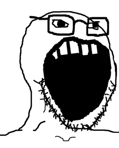 soyak, epic soy lord (cuck master), 1soyjak, aliased, bald, big eyes, big glasses, big mouth, collarbone, eyes