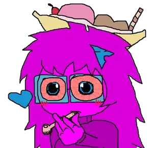 femquote, arch linux, banana, banana split ice cream, bloodshot eyes, blue eyes, blue glasses, blue heart, blush, bong