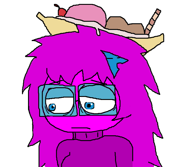 femquote, arch linux, banana, banana split ice cream, blue eyes, blue glasses, closed mouth, cute, disappointed, female