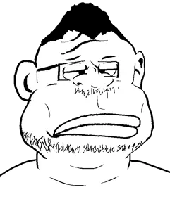 homiejak, meximutt, homiemutt, fusionjaks, 1soyjak, angry, beard, black hair, closed mouth, ear