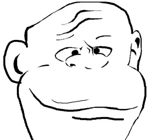 homiejak, 1soyjak, bald, closed mouth, ear, eyebrows, monochrome, no beard, no glasses, nose