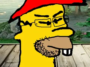 homer simpson, chinkhomer, unknown, 1soyjak, bald, chinese, closed eyes, closed mouth, clothes, glasses