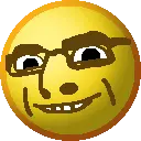 cobson, nuurumoji, 1soyjak, bald, black eyes, emoji, full body, glasses, half open mouth, looking at you
