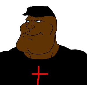 meximutt, mexiaryan, 1soyjak, bernard kinvi, black shirt, blue eyes, buff, christianity, closed mouth, clothes