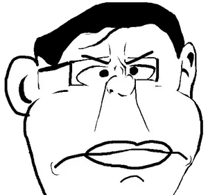 chudjak, homiejak, homiechud, chuddified soyjaks, 1soyjak, angry, black hair, chud, closed mouth, ear