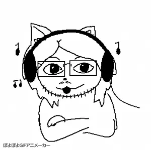 glegle, gleglejak, soyjaks listening to some good shit, animal, animated, cat ears, crossed arms, ear, ears, furry