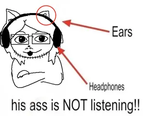glegle, gleglejak, soyjaks listening to some good shit, animal, cat ears, crossed arms, ear, ears, furry, glasses