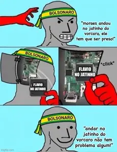 npc wojak, wojak, 'toss, 1nas, alexandre de moraes, angry, angry eyebrows, bald, blue background, bolsonaro