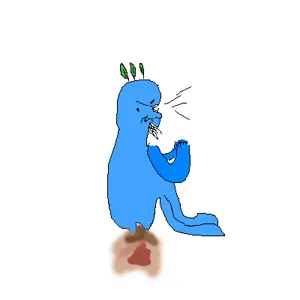 unknown, nonexistent namefags, 1soyjak, bald, blue skin, closed mouth, fat, full body, glasses, green hair