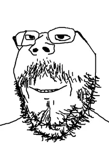gapejak, mustached gapejak, wholesome soyjak, 1soyjak, bald, beard, black eyes, forehead, glasses, looking at you
