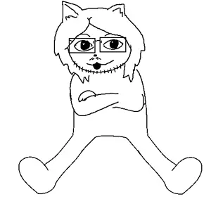glegle, gleglejak, animal ears, black eyes, crossed arms, ear, full body, furry, glasses, hair