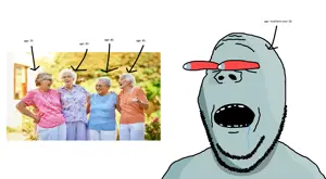 gapejak, wholesome soyjak, 1soyjak, aroused, arrow, beard, blue skin, drool, drooling, fat