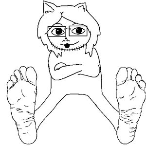 glegle, gleglejak, animal ears, black eyes, crossed arms, ear, feet, full body, furry, glasses