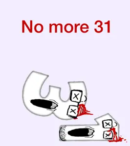 markiplier soyjak, numberjaks, 2soyjaks, 31, blood on face, death, glasses, looking at you, number, open mouth