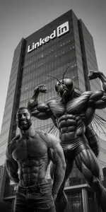 gigachad, gigafly, 2nas, animal, black hair, boxers, buff, bug, building, fly