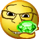 feraljak, nuurumoji, 1soyjak, black eyes, closed mouth, diamond, emoji, emoticon, gem, glasses