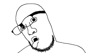 unknown, 1soyjak, bald, beatbox, black eyes, frown, glasses, half open mouth, hurt, lips