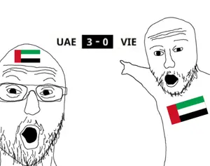 two pointing soyjaks, 2soyjaks, arm, glasses, hands, open mouth, pointing, scoreline, soccer, stubble