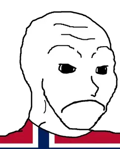 the norwegian, wojak, soyak, grinning soyak ears, 1soyjak, clothes, flag, flag shirt, frown, no beard