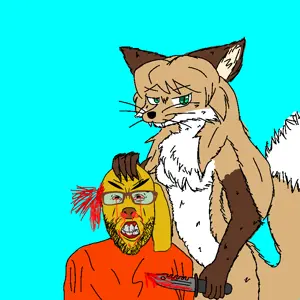 averi, nojak, 1soyjak, angry, animal, animal ears, anthro, bald, blood, dog ear