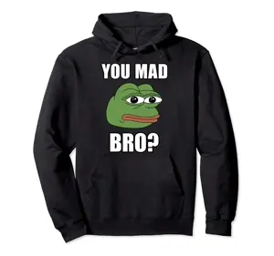 pepe, amphibian, animal, big lips, black eyes, black hoodie, closed mouth, frog, front view, green skin