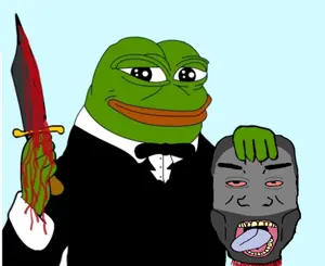 gigachad, pepe, gigajak, 1nas, 1soyjak, amphibian, animal, big lips, blood, blue background