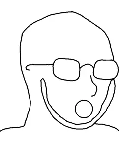 soyak, ethicaljak, 1soyjak, bald, glasses, monochrome, no eyes, open mouth, stubble, uncolored skin
