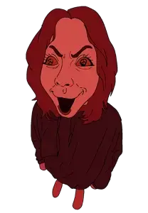 derpjak, female derpjak, femjak, evil, female, hair, hoodie, no glasses, open eyes, open mouth