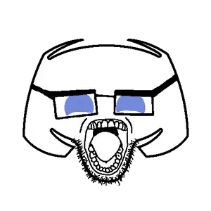 clydejak, 1soyjak, blue eyes, blurple, blurple eyes, clyde, discord, glasses, looking at you, open mouth