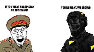 gigachad, feraljak, 1soyjak, anarcho-capitalism, ancap, angry, army, balaclava, buff, camouflage