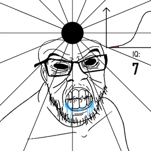 feraljak, iq diagrams, clenched teeth, cracked teeth, ear, glasses, iq, soyjak, stubble