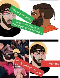 crying wojak, wojak, yes chad, it's based and christpilled, bharat, blood, blood on face, brahmin, brown skin, christbrap
