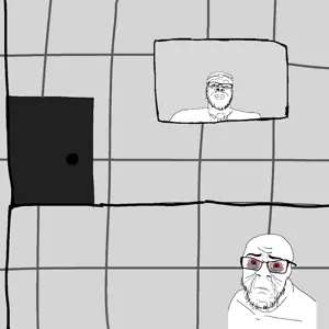 dr. soyberg, a24 slowburn soyjak, feraljak, feralrage, 2soyjaks, animated, asylum, bald, blood, bloodshot eyes