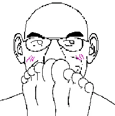 susjak, blush, closed mouth, ear, feet, foot fetish, glasses, smile, soyjak