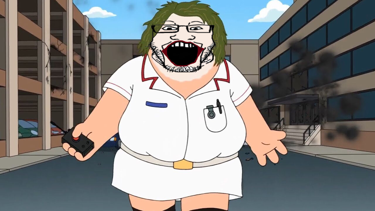 peter griffin, markiplier soyjak, dc comics, doctor, fat, glasses, green hair, hair, hospital, joker (dc)
