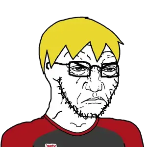 nate higgers, soyak, natejak, 1soyjak, angry, badge, blonde hair, bowl cut, clothes, eyebrows