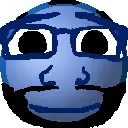 markiplier soyjak, science lover, calm, nuurumoji, 1soyjak, balding, beard, black eyes, black hair, blue skin