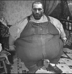 gigachad, 1nas, black hair, extremely obese, fat, gigachunk, gray skin, hair, indoors, john brower minnoch