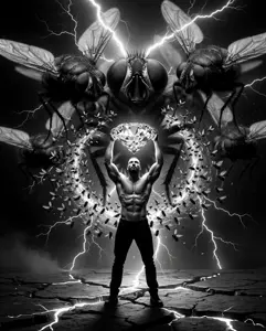 gigachad, gigafly, 2nas, animal, black hair, black pants, brilliant, buff, bug, cracked