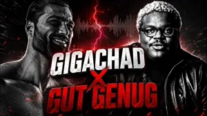 gigachad, beard, black skin, glasses, gut genug, kitschkrieg, music, nigger, stubble, text