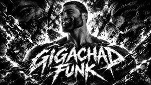 gigachad, 1nas, beard, black background, buff, chain, ear, ears, effects, english text