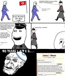 happy merchant, /new/, 4chan, angry, black hair, clothes, comic, full body, hair, hat