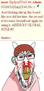 moot-tan, feraljak, feralrage, /new/, 1soyjak, angry, bald, blood, bloodshot eyes, bowtie