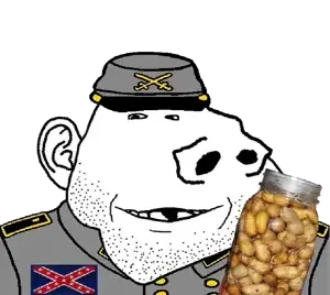 9655 - soybooru.com - arkansasjak clothes confederate deformed ear food hat impish_soyak_ears jar large_nose no_eyebrows nut peanut smile soyjak stubble uniform.png