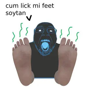 bernd, 1soyjak, bald, bbghast, black skin, blue glow, blue outline, feet, front view, full body