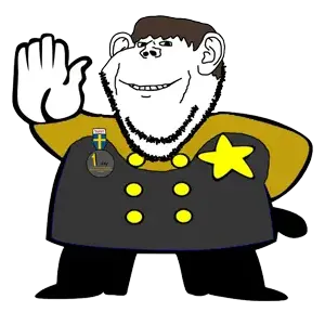 lars, police man ganson, impish soyak ears, 1soyjak, award, black eyes, boot, boots, brown hair, clothes
