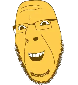 cobson, soymoji, alternate, emoticon, glasses, grin, happy, no eyebrows, open mouth, soyjak