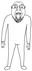bernd, 1soyjak, bald, black eyes, clothes, eyebrows, fat, forehead lines, front view, full body