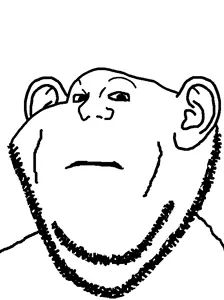 wojak, impish soyak ears, nasified soyjaks, bald, big ears, chin, closed mouth, double chin, ear, monochrome